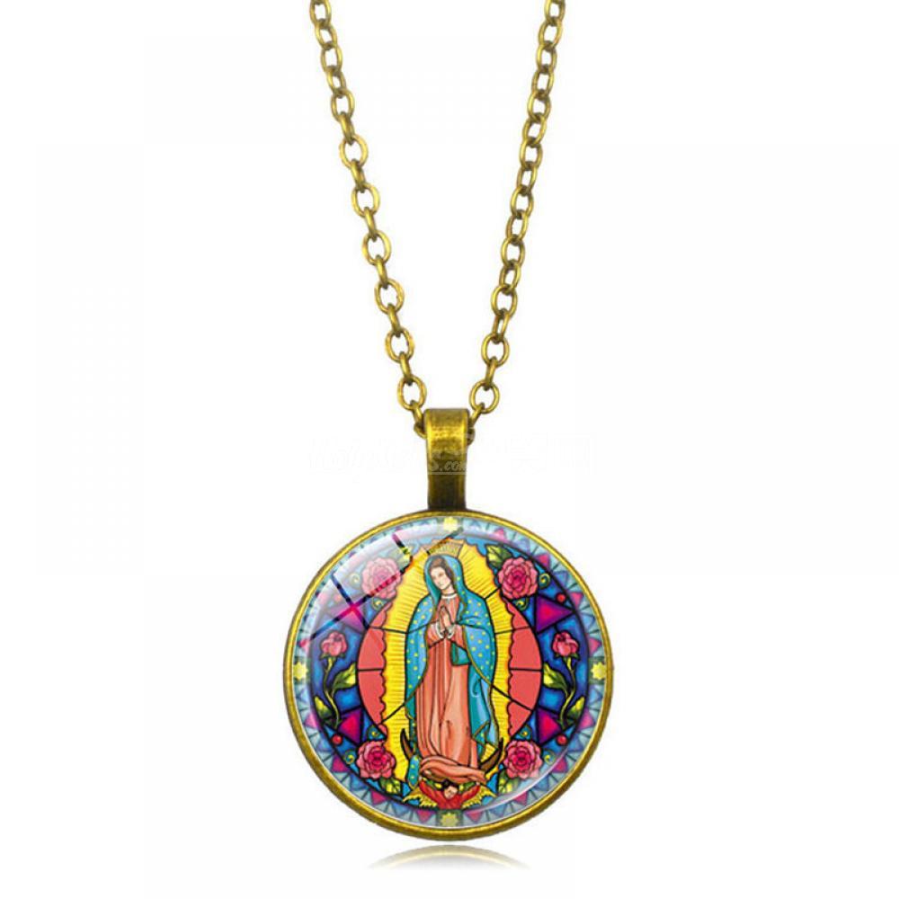 瓜达卢佩圣母水晶镶嵌合金吊坠（金款）