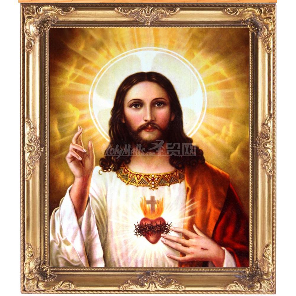 耶稣圣心 手绘油画 不带画框