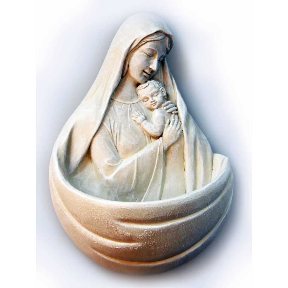 圣母抱小耶稣 圣水池 圣物盘