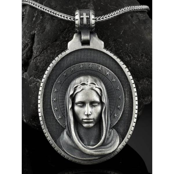 圣母高浮雕3cm925银大圣牌（不含链）