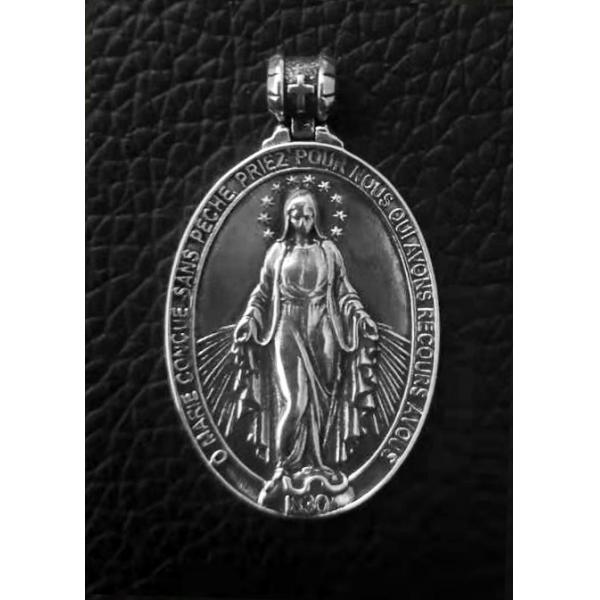 双面显灵圣母高浮雕3cm925银大圣牌（不含链）