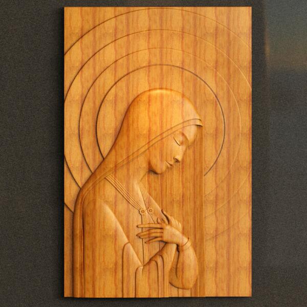榉木浮雕圣母像20*30cm
