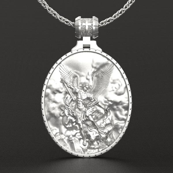 圣弥额尔高浮雕3cm925银大圣牌（不含链）