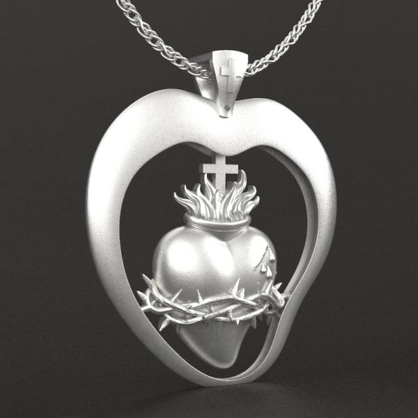 心心相印——925银耶稣圣心吊坠（不含链）