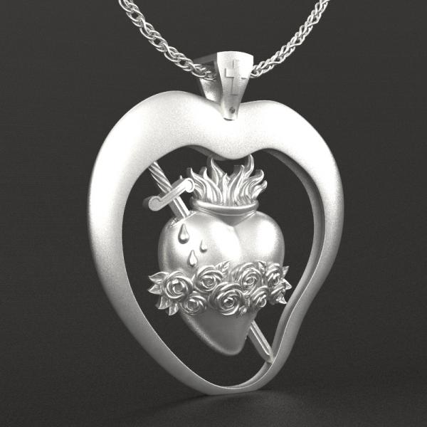 心心相印——925银圣母圣心吊坠（不含链）