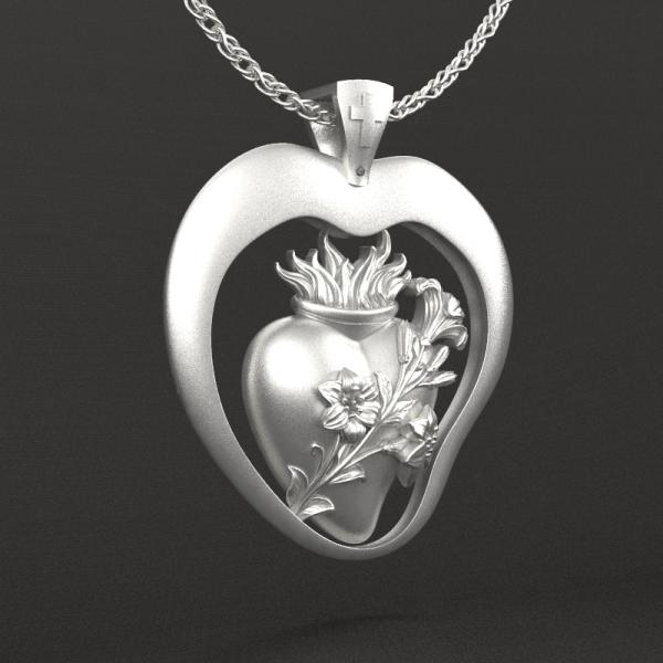 心心相印——925银若瑟圣心吊坠