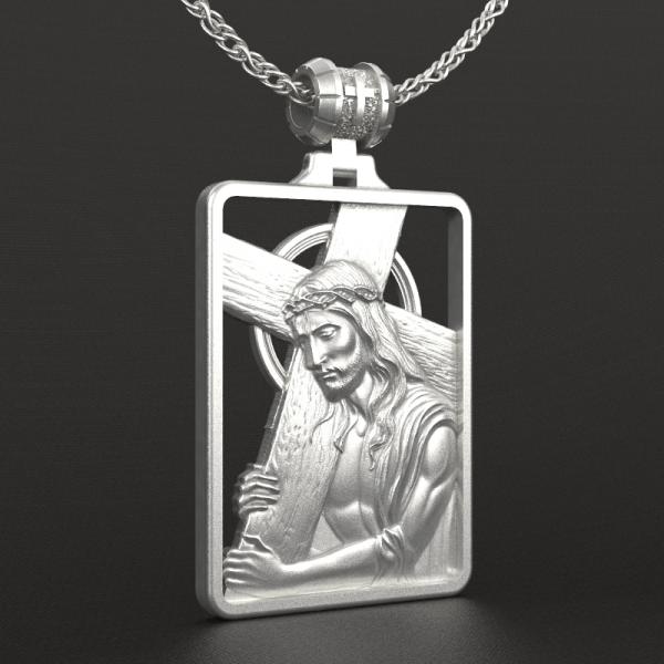 耶稣背架镂空圣牌（不含链）