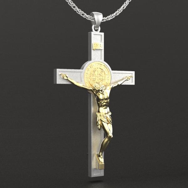 双色本笃驱魔十字架5cm（不含链）